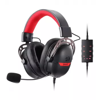 REDRAGON AURORA Over-Ear Gaming Headset ar 50mm draiveriem, RGB LED, noņemams mikrofons - Melns