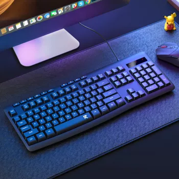 Redragon BK-7366 pilna izmēra ergonomiska vadu membrānas biroja tastatūra - melna