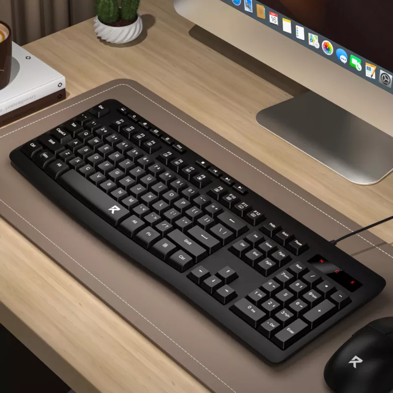 Redragon BK-7366 pilna izmēra ergonomiska vadu membrānas biroja tastatūra - melna