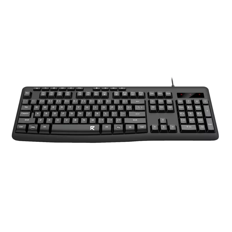 Redragon BK-7366 pilna izmēra ergonomiska vadu membrānas biroja tastatūra - melna