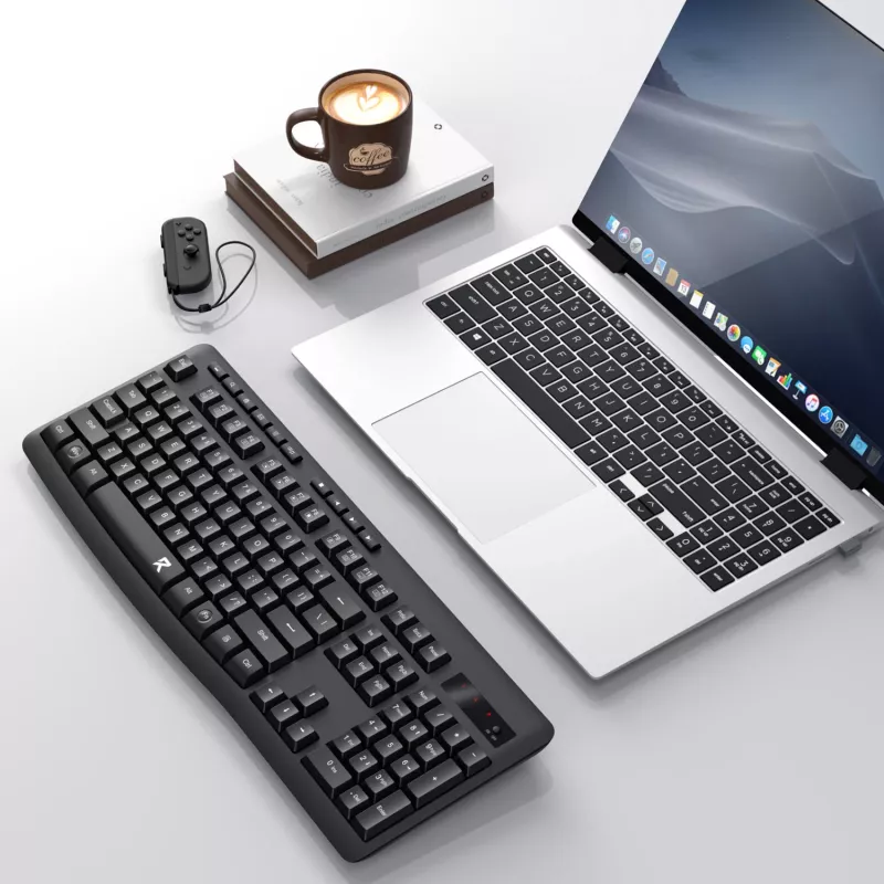 Redragon BK-7367 pilna izmēra ergonomiska bezvadu membrānas biroja tastatūra - melna