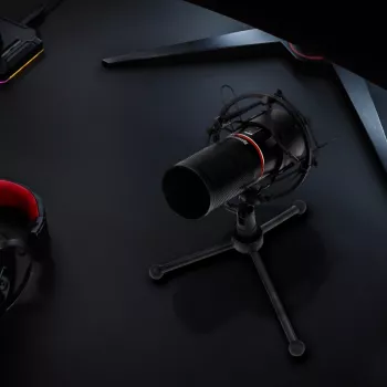 REDRAGON BLAZAR Cardioid USB spēļu mikrofons ar statīvu, pop filtru un triecienu absorbējošu stiprinājumu - Melns