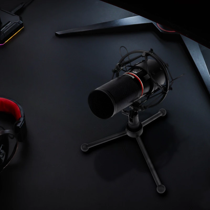 REDRAGON BLAZAR Cardioid USB spēļu mikrofons ar statīvu, pop filtru un triecienu absorbējošu stiprinājumu - Melns