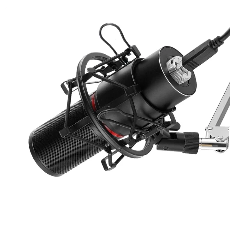 REDRAGON BLAZAR Cardioid USB spēļu mikrofons ar statīvu, pop filtru un triecienu absorbējošu stiprinājumu - Melns