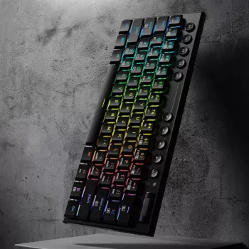REDRAGON Horus Mini Pro 61 taustiņu trīs režīmu bezvadu RGB zema profila mehāniskā spēļu tastatūra - melna (sarkanais slēdzis)