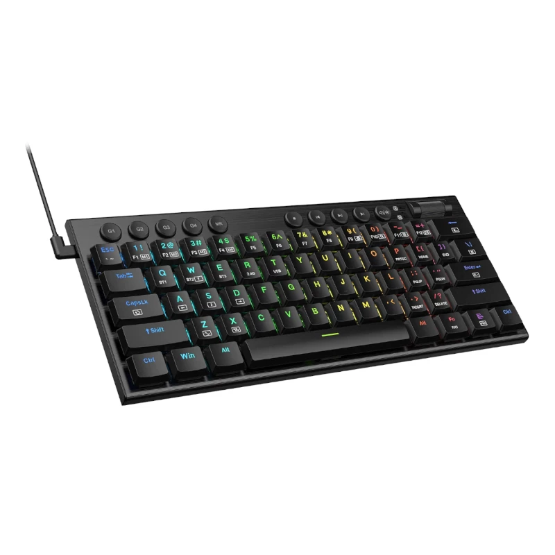 REDRAGON Horus Mini Pro 61 taustiņu trīs režīmu bezvadu RGB zema profila mehāniskā spēļu tastatūra - melna (sarkanais slēdzis)