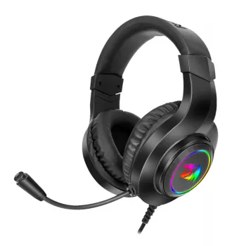 REDRAGON HYLAS H260RGB apkārt auss spēļu austiņas ar noņemamu mikrofonu, 50mm draiveri, RGB apgaismojums, 3.5mm audio + USB barošana, melnas
