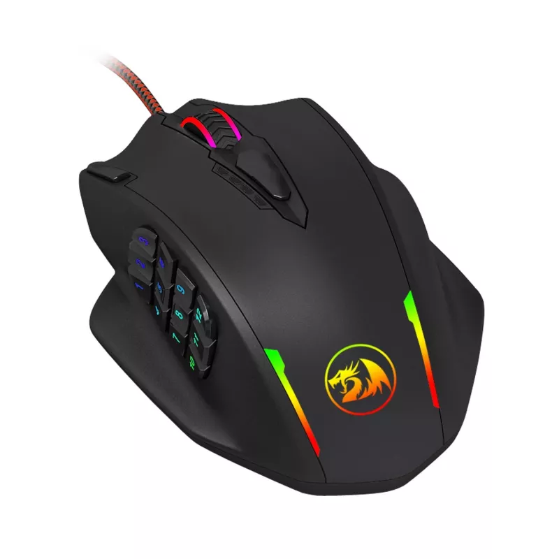 REDRAGON IMPACT 12400DPI MMO spēļu pele - melna