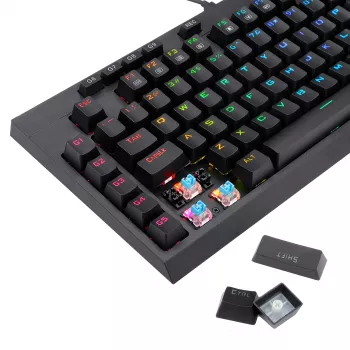 Redragon K588 RGB Pro BROADSWORD TKL mehāniskā vadu spēļu tastatūra - melna
