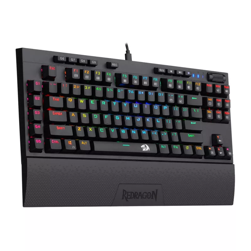 Redragon K588 RGB Pro BROADSWORD TKL mehāniskā vadu spēļu tastatūra - melna