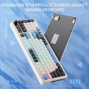 Redragon K719WGB GALATIN RGB PRO pilna izmēra bezvadu mehāniskā spēļu klaviatūra - balta