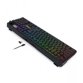 Redragon K762 TERRAFLARE PRO RGB bezvadu spēļu klaviatūra ar blīvējuma stiprinājumu - 75% 82 taustiņi, trīs režīmi, karsti maināmi, Double-Shot PBT, melna