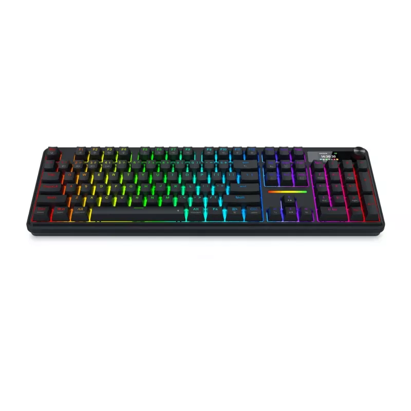 Redragon K762 TERRAFLARE PRO RGB bezvadu spēļu klaviatūra ar blīvējuma stiprinājumu - 75% 82 taustiņi, trīs režīmi, karsti maināmi, Double-Shot PBT, melna