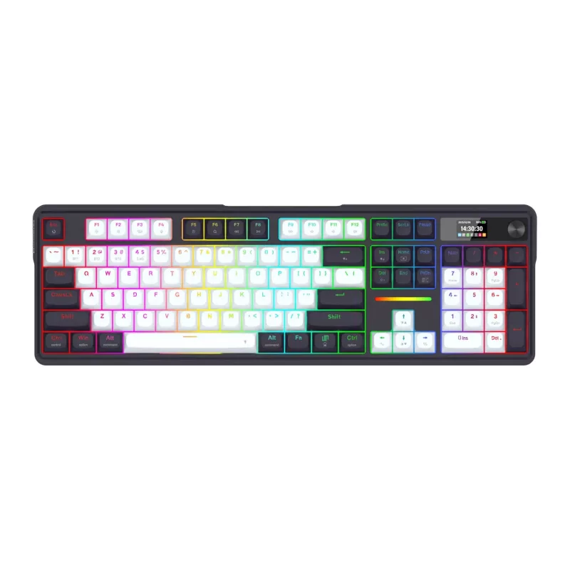 Redragon K762WB-RGB-PRO LCD pilna izmēra gāzes balstiekārtas mehāniskā tastatūra - melna