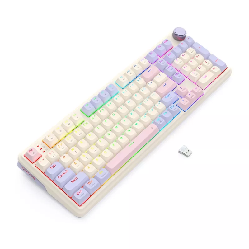 Redragon K768VI-WL trīs režīmu RGB mehāniskā spēļu tastatūra – 100 taustiņi ar karsto nomaiņu (melna)