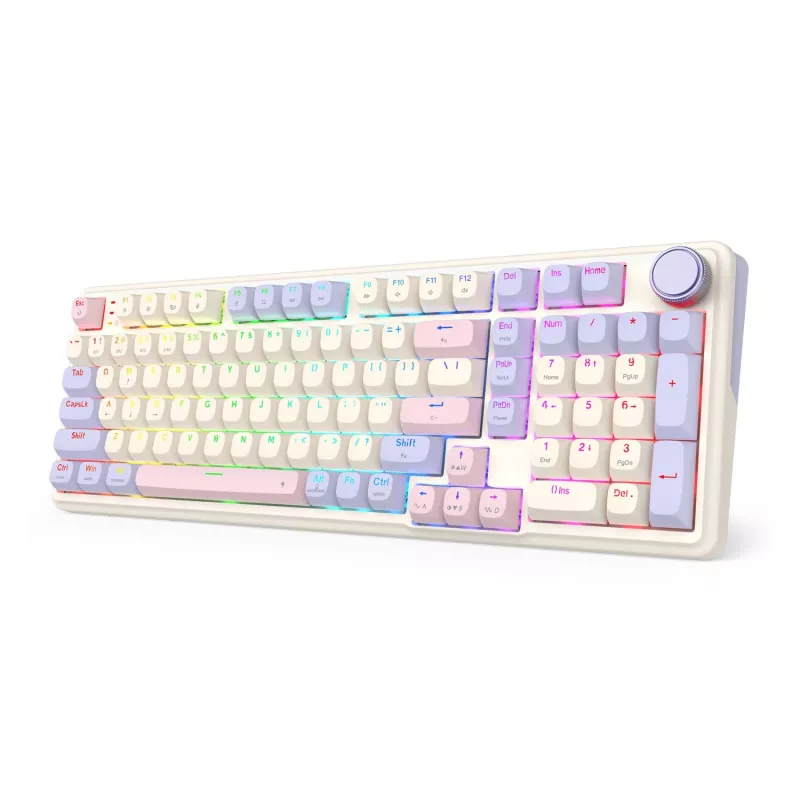 Redragon K768VI-WL trīs režīmu RGB mehāniskā spēļu tastatūra – 100 taustiņi ar karsto nomaiņu (melna)
