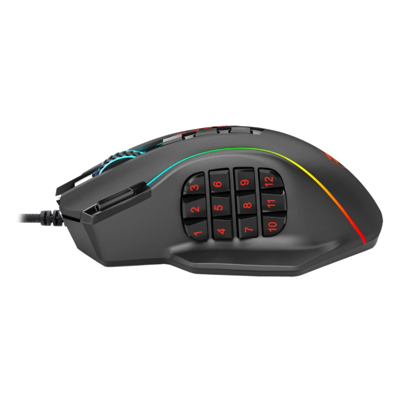 REDRAGON PERDICTION 4 12400DPI RGB MMO ergonomiska spēļu pele - melna