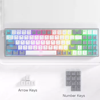 REDRAGON Pollux 65% vadu mehāniskā spēļu klaviatūra, karsti maināmi sarkanie slēdži, RGB apgaismojums, noņemams USB-C, NKRO, melna