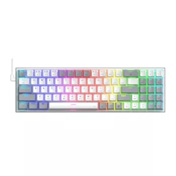 REDRAGON Pollux 65% vadu mehāniskā spēļu klaviatūra, karsti maināmi sarkanie slēdži, RGB apgaismojums, noņemams USB-C, NKRO, melna