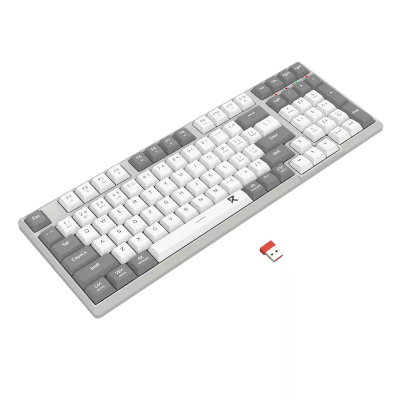 Redragon RD-BK-7111 60% Tri-Mode Low-Profile mehāniskā tastatūra, RGB fona apgaismojums, Hot-Swappable, Melna/Balta