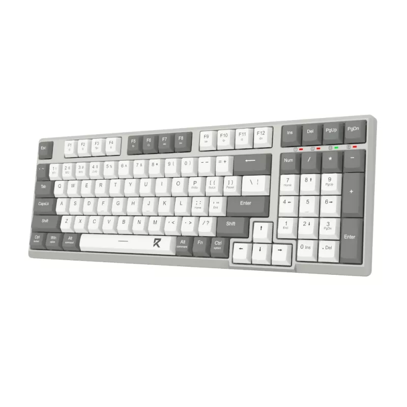 Redragon RD-BK-7111 60% Tri-Mode Low-Profile mehāniskā tastatūra, RGB fona apgaismojums, Hot-Swappable, Melna/Balta