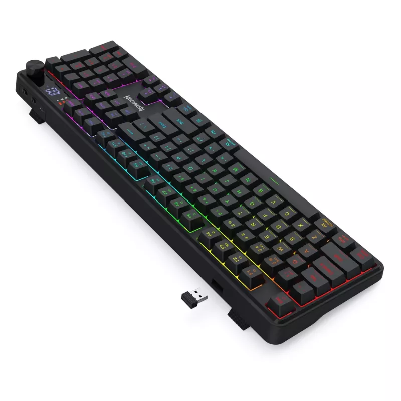 Redragon RM104 PRO VOLCANO RGB bezvadu membrānas spēļu klaviatūra - melna
