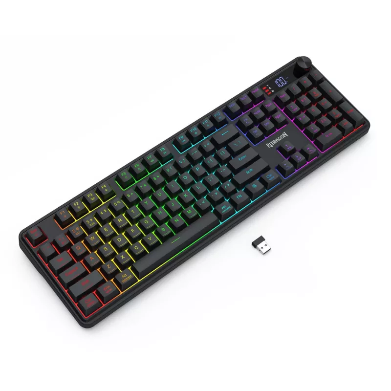 Redragon RM104 PRO VOLCANO RGB bezvadu membrānas spēļu klaviatūra - melna