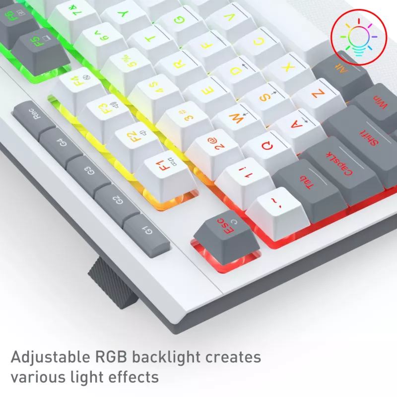 Redragon S151 vadu RGB spēļu tastatūras un peles komplekts - balts un pelēks