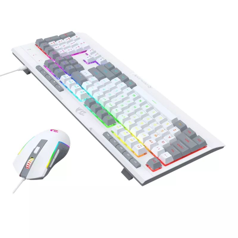 Redragon S151 vadu RGB spēļu tastatūras un peles komplekts - balts un pelēks