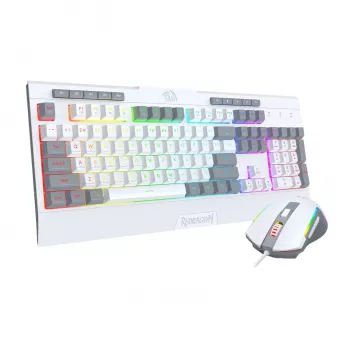 Redragon S151 vadu RGB spēļu tastatūras un peles komplekts - balts un pelēks