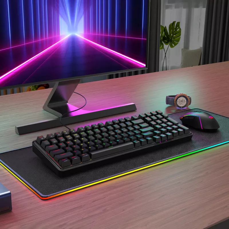 Redragon S162 RGB 3 režīmu bezvadu mehāniskā spēļu klaviatūra un pele - melna