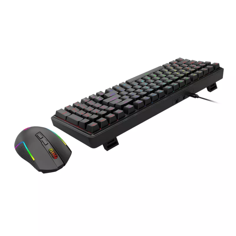 Redragon S162 RGB 3 režīmu bezvadu mehāniskā spēļu klaviatūra un pele - melna