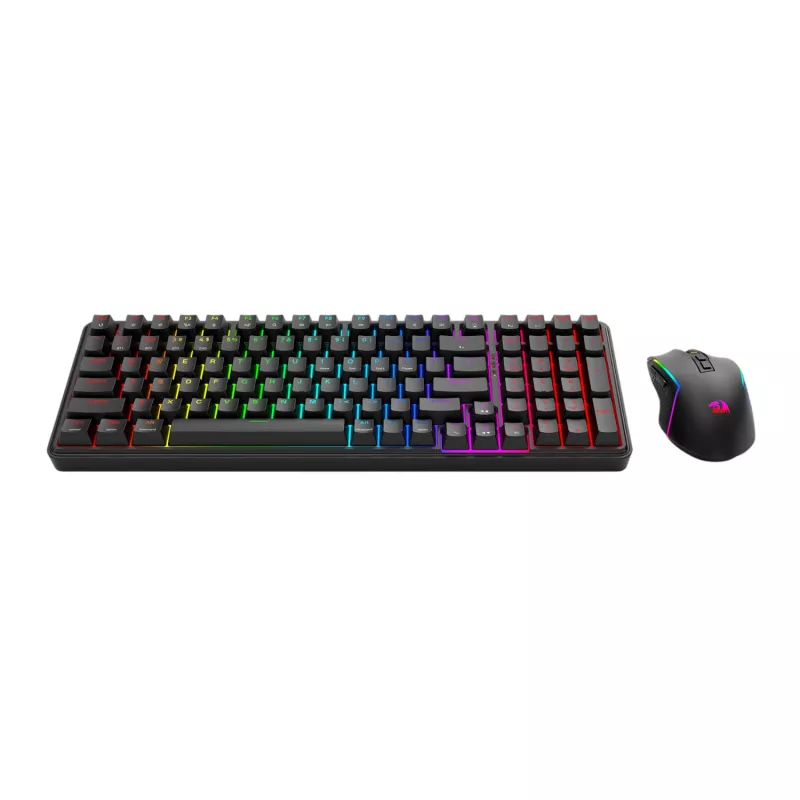 Redragon S162 RGB 3 režīmu bezvadu mehāniskā spēļu klaviatūra un pele - melna