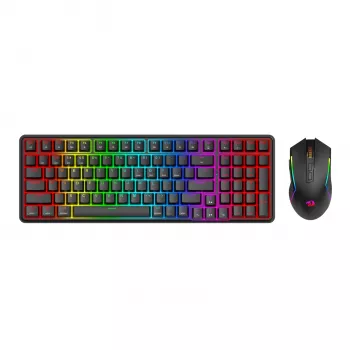 Redragon S162 RGB 3 režīmu bezvadu mehāniskā spēļu klaviatūra un pele - melna