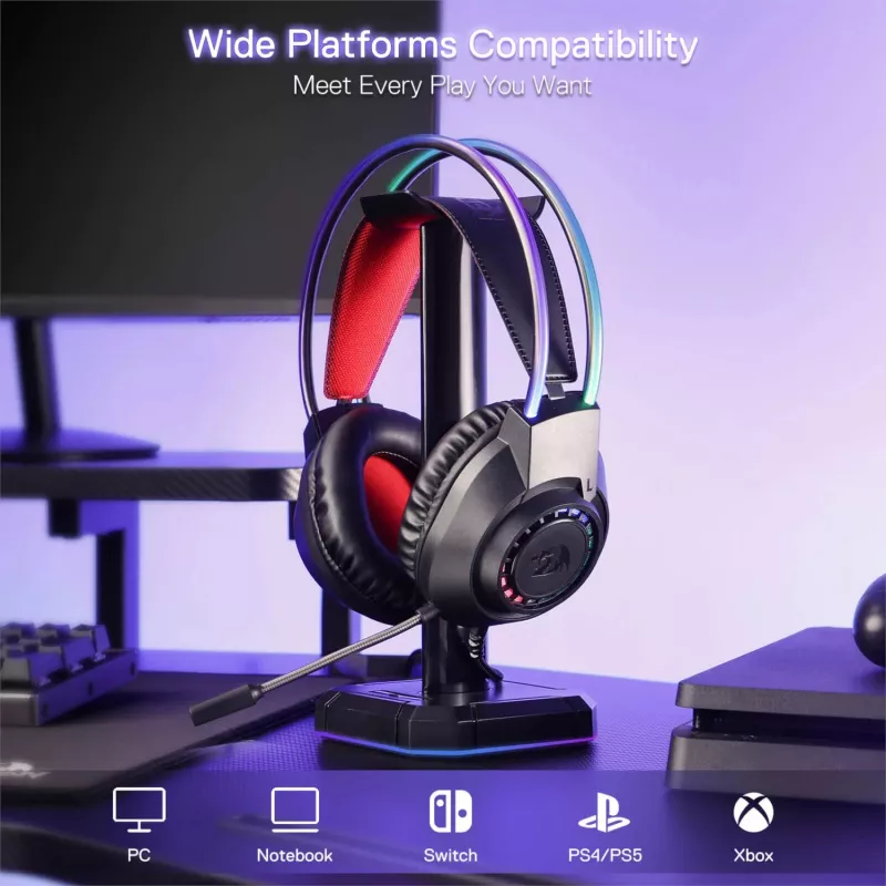 Redragon SCREAM Over-Ear RGB spēļu austiņas - Melna