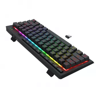 Redragon SHIVA K522 PRO RGB bezvadu spēļu tastatūra - trīs režīmu TKL mehāniskā, karsti maināmi sarkanie slēdži, melna