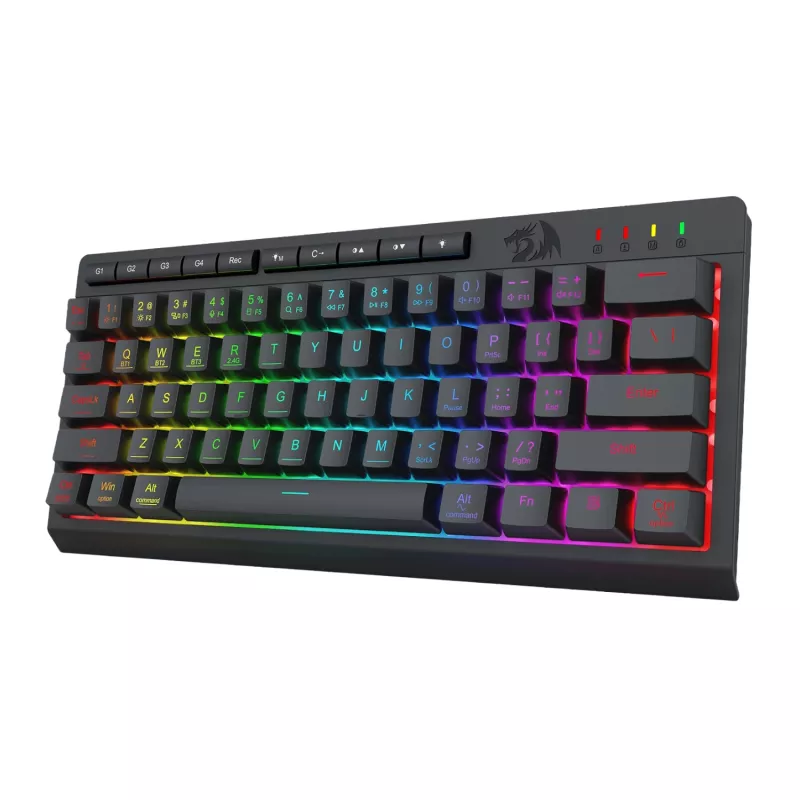 Redragon SHIVA K522 PRO RGB bezvadu spēļu tastatūra - trīs režīmu TKL mehāniskā, karsti maināmi sarkanie slēdži, melna