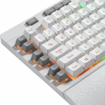 REDRAGON SHIVA membrānas tastatūra - balta, pilna izmēra RGB fona apgaismojums, 6 makro taustiņi, noņemams plaukstu balsts, vadu USB