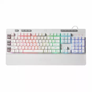 REDRAGON SHIVA membrānas tastatūra - balta, pilna izmēra RGB fona apgaismojums, 6 makro taustiņi, noņemams plaukstu balsts, vadu USB