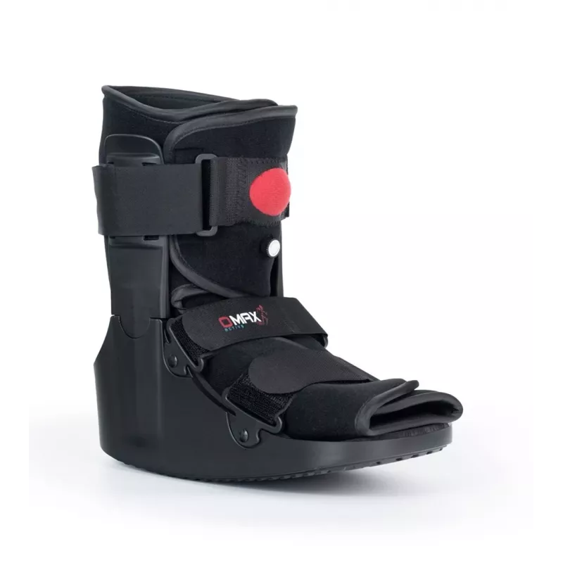 REH O-1183/XL Short Air Walker zābaks – Pneimatiskais potītes un pēdas imobilizators, šūpojošā zole, Melns/Pelēks, XL izmērs