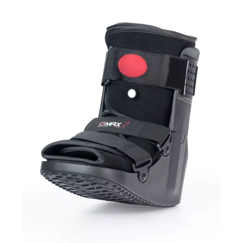 REH O-1183/XL Short Air Walker zābaks – Pneimatiskais potītes un pēdas imobilizators, šūpojošā zole, Melns/Pelēks, XL izmērs