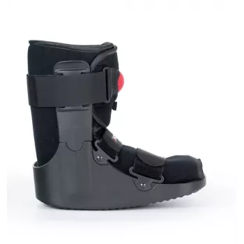 REH O-1183/XL Short Air Walker zābaks – Pneimatiskais potītes un pēdas imobilizators, šūpojošā zole, Melns/Pelēks, XL izmērs