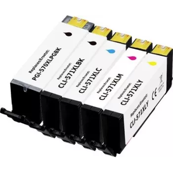 Renkforce saderīgs 5 gab. augstas ietilpības tintes kasetņu komplekts Canon PGI-570PGBK XL, CLI-571BK XL, CLI-571C XL, CLI-571M XL, CLI-571Y XL (melna, foto melna, ciāna, fuksīna, dzeltena) RF-6952434