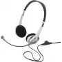 Renkforce RF-5045268 vadu ausu komplekts ar mikrofona stieni un vadu skaļuma regulēšanu, melns/sudraba