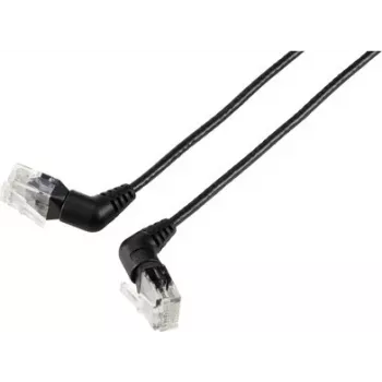 Renkforce RF-6071540 CAT 6 U/UTP tīkla savienojuma kabelis, RJ45, 0,5 m, melns, 360° rotējoši leņķa spraudņi