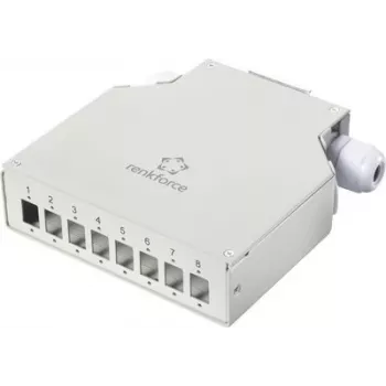 Renkforce RF-7187896 DIN sliedes adapteris, 8 portu neapdzīvots korpuss, gaiši pelēks