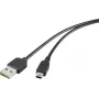 Renkforce USB 2.0 A uz Mini-B abpusēji lietojams kabelis 1,8 m melns
