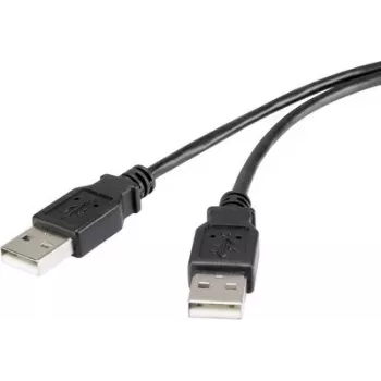Renkforce USB 2.0 kabelis A uz A 1,8 m melns ar zelta pārklājumu RF-4463037