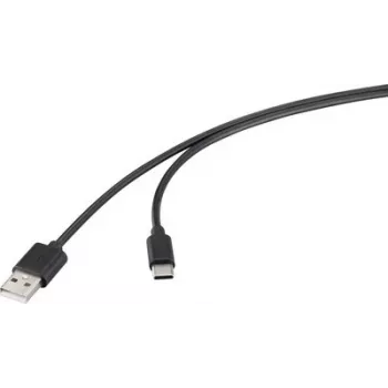 Renkforce USB 2.0 kabelis USB-A uz USB-C 1m melns RF-6830420