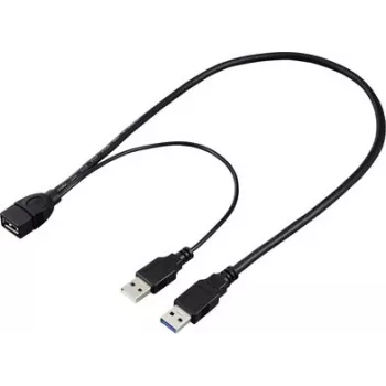 Renkforce USB 3.0 pagarinājuma kabelis USB-A tēviņš uz USB-A mātīte 0,5 m melns RF-5719752